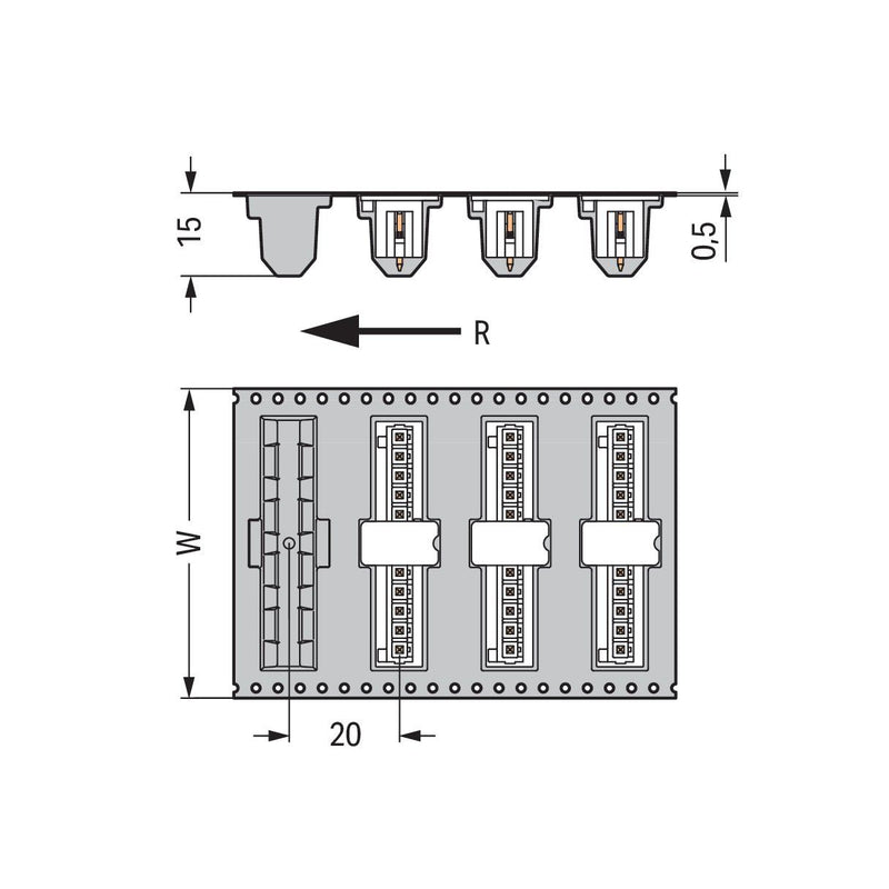 WAGO - Leiterplattensteckverbinder THR-Stiftleiste Lötstift 734-234/105-604/997- 1,0x1,0,gerade,sw − 200 Stück