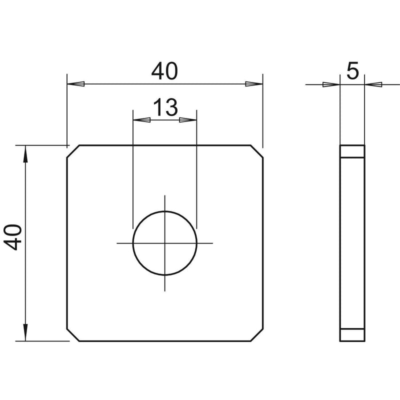 OBO Bettermann - Verbinder für Stiel/Profilschiene Verbindungsplatte GMS 1 VP FT m.1 Loch 40x40x5 − 10 Stück