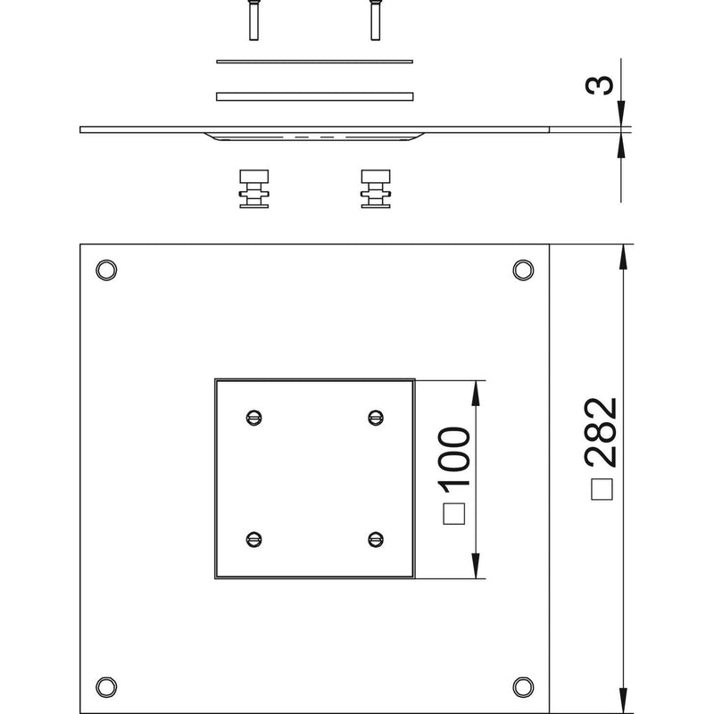 OBO Bettermann - Montagedeckel für Zugdose Montagedeckel 250-3 DUF 250-3DAT f.Telitank 282x282x4
