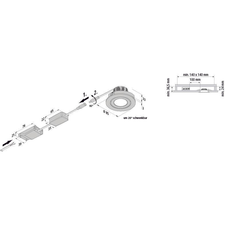 Hera - Downlight/Strahler/Flutlicht LED-Einbauleuchten-Set 20203356004 chrom-matt