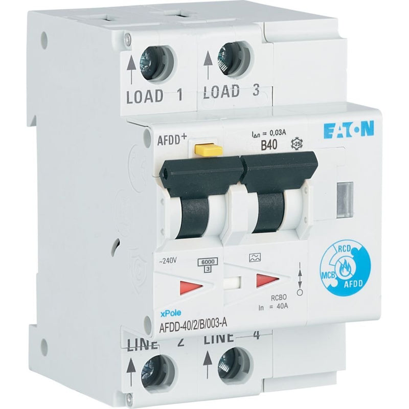 Eaton - Kombination FI-Schalter/Leitungsschutzschalter mit Zusatzeinrichtung Brandschutzschalter AFDD-40/2/B/003-A 2polig, B40A, 30mA