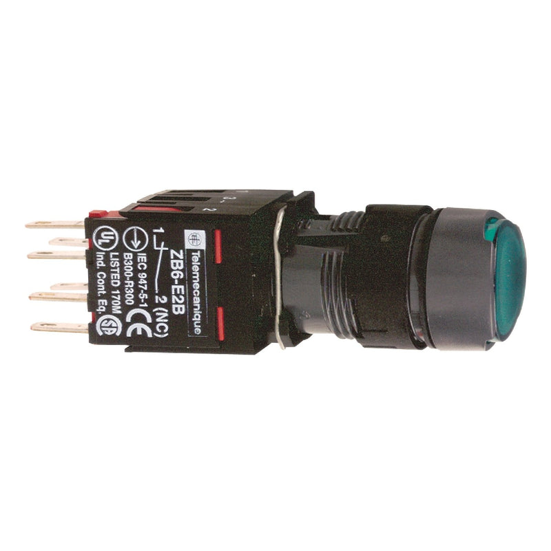 Schneider Electric - Drucktaster, Komplettgerät Leuchtdrucktaster, grün XB6AW3B5B o. Rast., 24V, 1S+1Ö