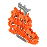 WAGO - Durchgangs-Reihenklemme Doppelstockklemme 2202-2236 Drücker,orange − 50 Stück