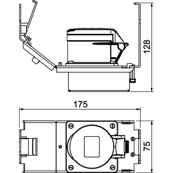 OBO Bettermann - Gerätebecher/Geräteträger für Unterflursystem Geräteträger GT2 CEE16 m. CEE16, 175x75x128