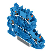WAGO - Durchgangs-Reihenklemme Doppelstockklemme 2202-2204 Drücker,blau − 50 Stück