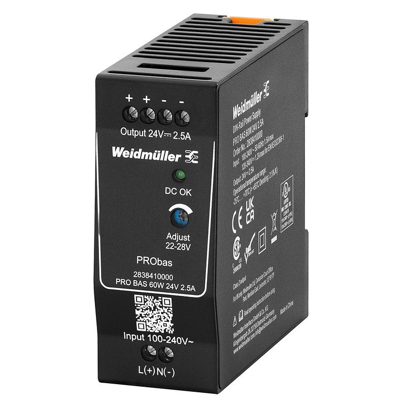 Weidmüller - Gleichstromversorgung Stromversorgung 24V DC PRO BAS 60W 24V 2.5A 2,5A, Schraubanschl. − 1 Stück