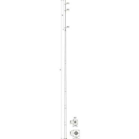 DEHN - Fangeinrichtung für Blitzschutz Tele-Blitzschutzmast TBM24.85MFP565 STTZN ÜFL 24,85m
