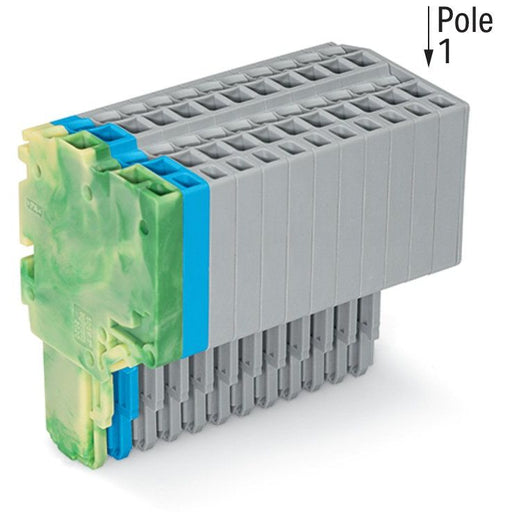 WAGO - Ein- und mehrpolige Klemmenleiste 2-Leiter-Federleiste 2020-213/000-039 1,5mm²,gn-ge/bl/gr − 10 Stück