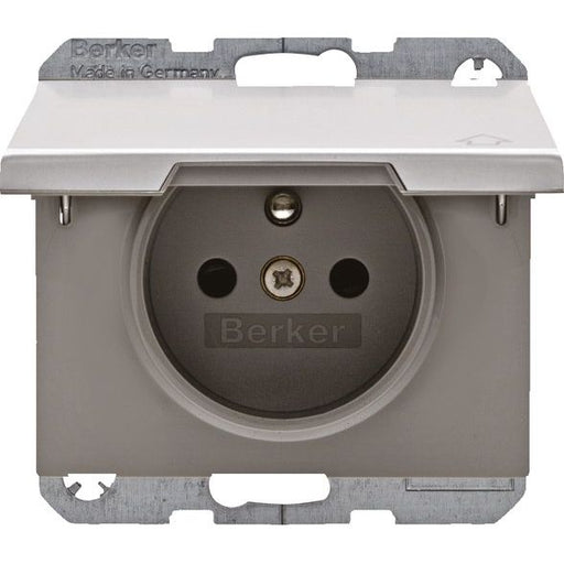 Berker - Steckdose Alu 6768777103 Schutzk./Klappdeckel