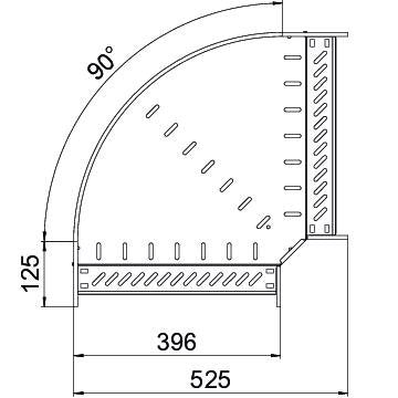 OBO Bettermann - Bogen für Kabelrinne Bogen 90° für Kabelrinne RB 90 640 FSK SW horizontal 60x400