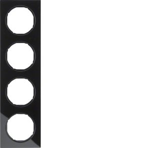 Berker - Abdeckrahmen Rahmen Glas/sw 10142216 4fach