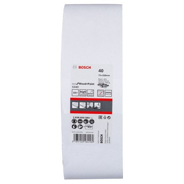 Bosch - Schleifpapier/Schleifvlies PRO X440 Schleifband, 75 x 2608606080 533 mm, 40, 10-tlg