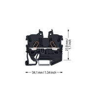 WAGO - Durchgangs-Reihenklemme 2-LeiterMini-Durchgangskl. 2050-1205 1 mm²,schwarz − 100 Stück