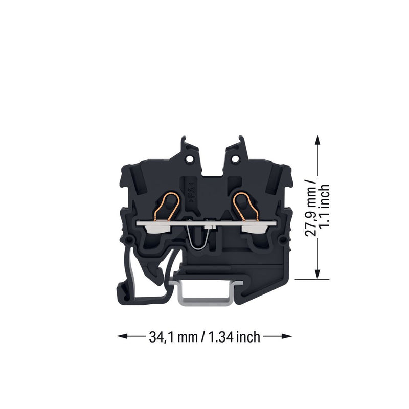 WAGO - Durchgangs-Reihenklemme 2-LeiterMini-Durchgangskl. 2050-1205 1 mm²,schwarz − 100 Stück