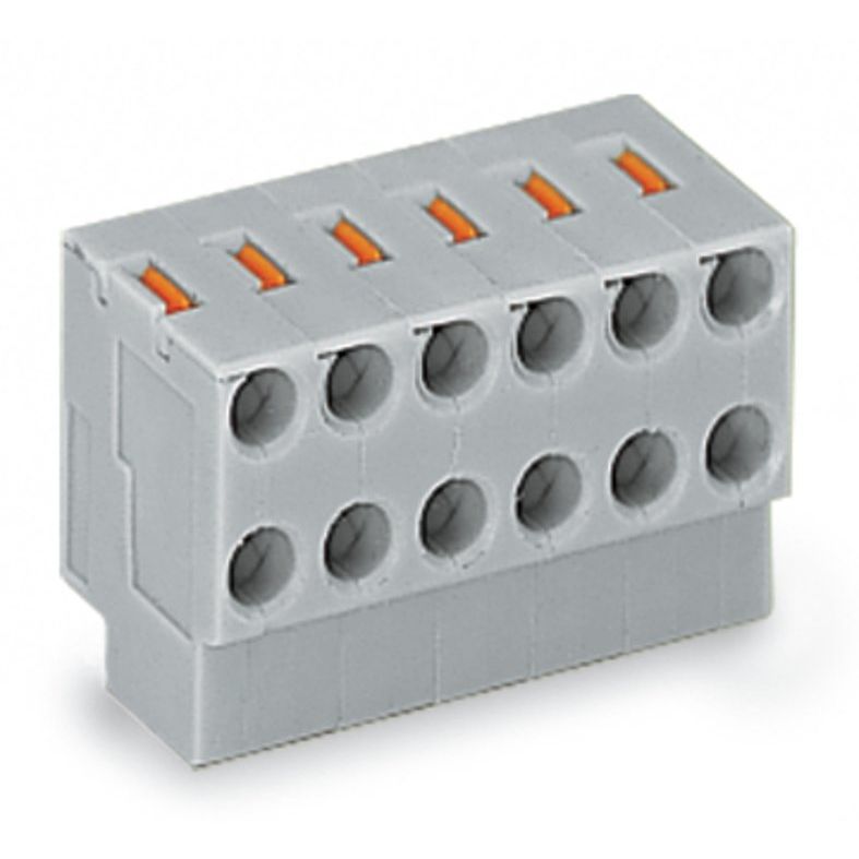 WAGO - Leiterplattenklemme 2-Leiter-Federleiste 252-155 PUSH WIRE,grau − 100 Stück