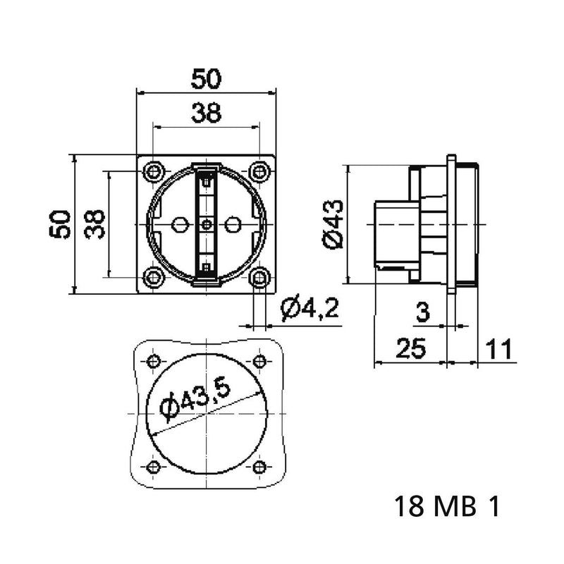 Bals Elektrotech - Schutzkontakt-Anbausteckdose Schutzkont.-Anbausteckdose 712 16A 3p 250V IP20