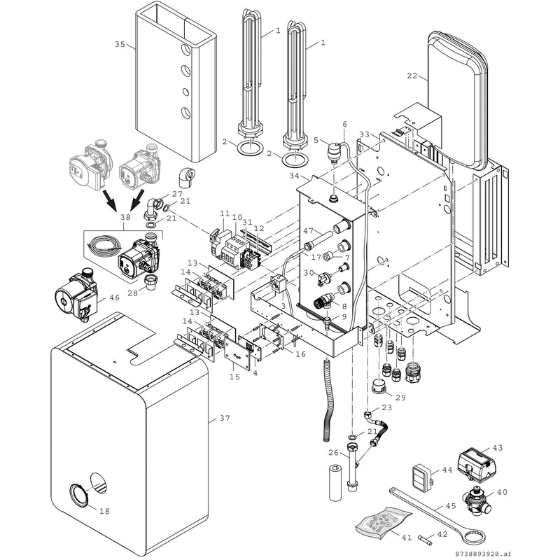 Bosch Thermotechnik - Elektrischer Heizkessel Elektro-Heizkessel wandh. TH350018 18kW, 6-stufig