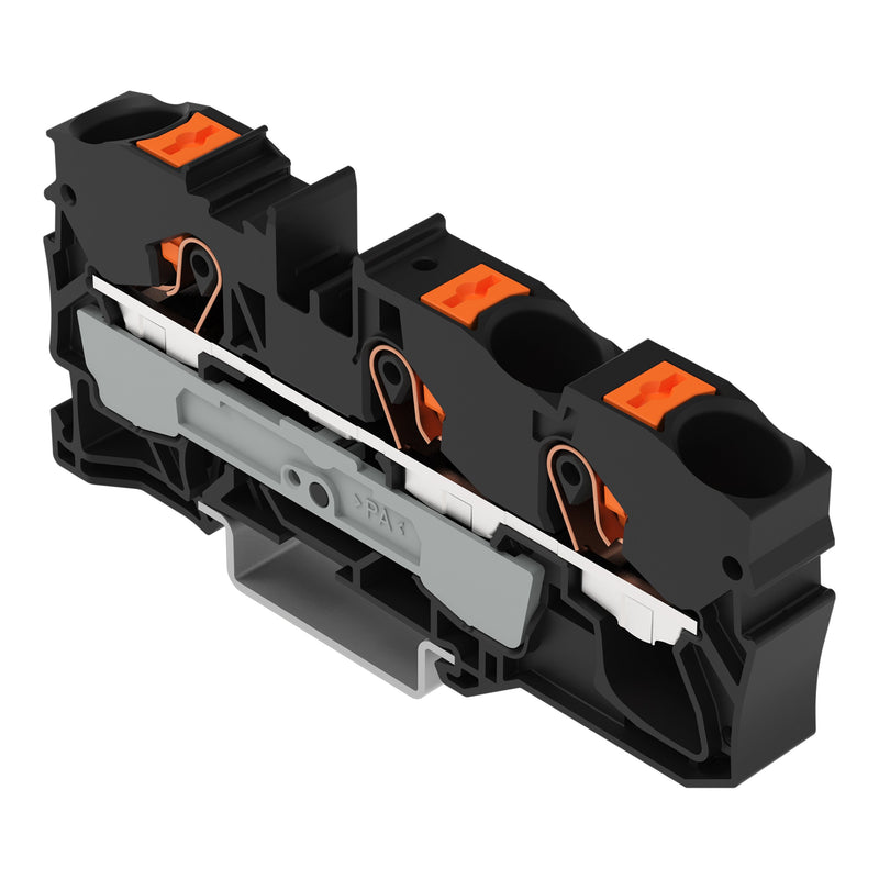 WAGO - Durchgangs-Reihenklemme 3-Leiter-Durchgangsklemme 2210-1305 Drücker,10 mm²,sw − 25 Stück