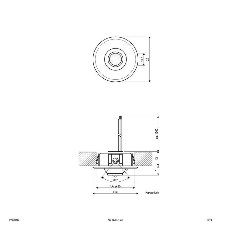EVN Lichttechnik - Downlight/Strahler/Flutlicht LED-Deckeneinbauleuchte P20011402 3000K 350mA IP20