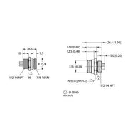 Turck - Passiver Sensor-/Aktor-Verteiler (mit Leitung) Flanschstecker RSF 57 7/8, Frontmontage
