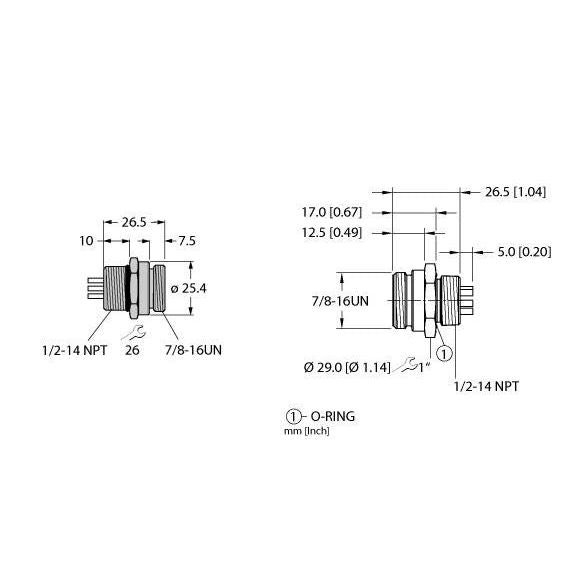 Turck - Passiver Sensor-/Aktor-Verteiler (mit Leitung) Flanschstecker RSF 57 7/8, Frontmontage