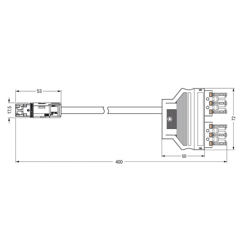 WAGO - Konfektionierte Leitung für steckbare Gebäudeinstallation konfektionierte Y-Leitung 774-5001/100-000 Eca,Steck.BuchseMIDI