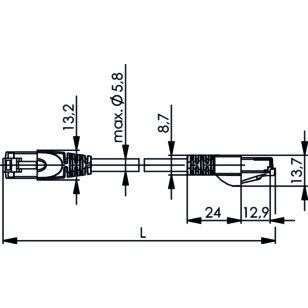 Telegärtner - Patchkabel Kupfer Patchkabel SF/UTP Cat.5 100008108 0,5m 4x2xAWG26/7PUR