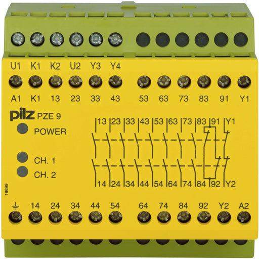 Pilz - Gerät zur Überwachung von sicherheitsgerichteten Stromkreisen Kontakterweiterungsblock PZE 9 #774143 110-120VAC 8n/o 1n/c