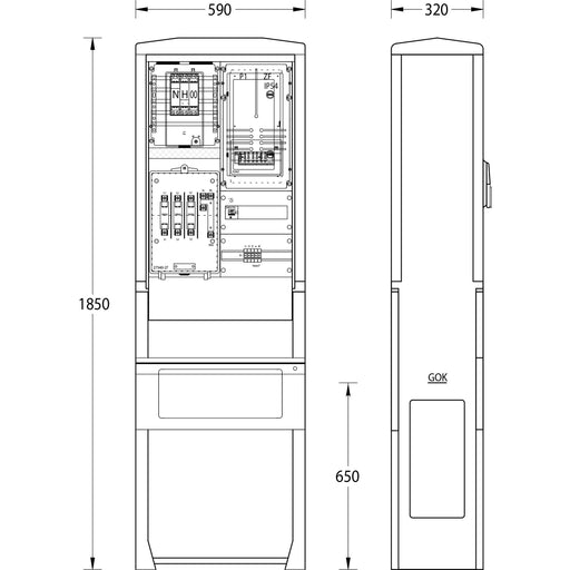 uesa - Zähler-Komplettschrank Zähleranschlusssäule ZASS1S EVO Offenbach 1850x590x320mm