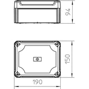 OBO Bettermann - Dose, Gehäuse für Montage auf der Wand/Decke Kabelabzweigkasten geschl. T 160 OE HD TR m. transp. Deckel