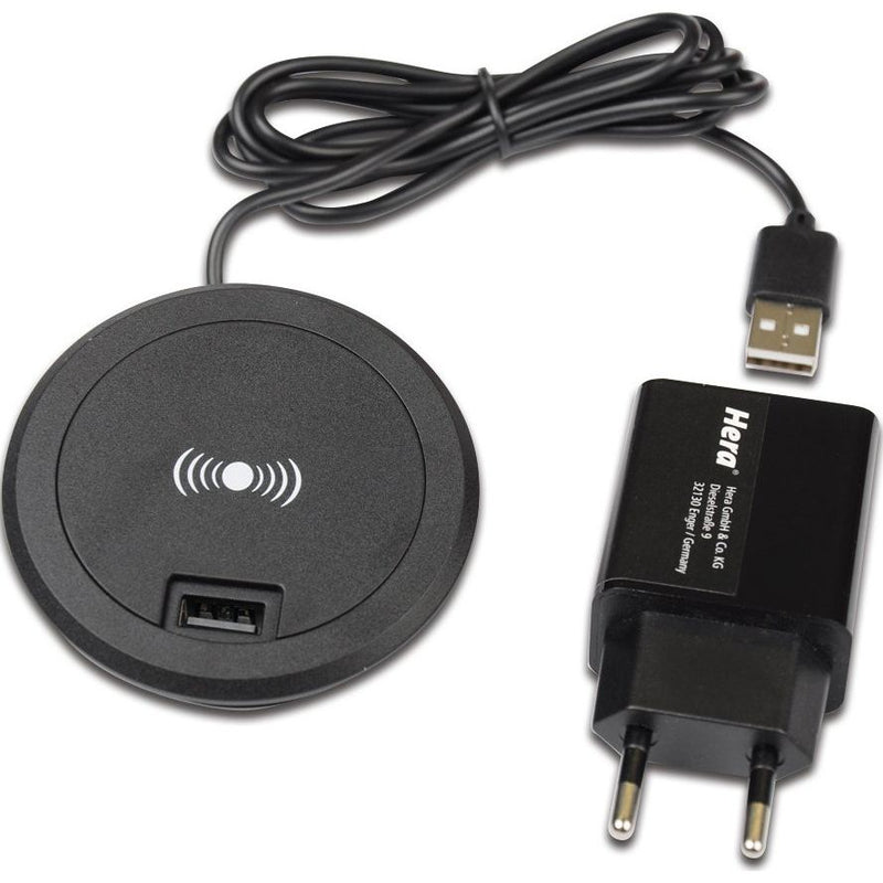 Hera - USB-Spannungsversorgung Qi Fast-Charger 75mm 61500052003 schwarz