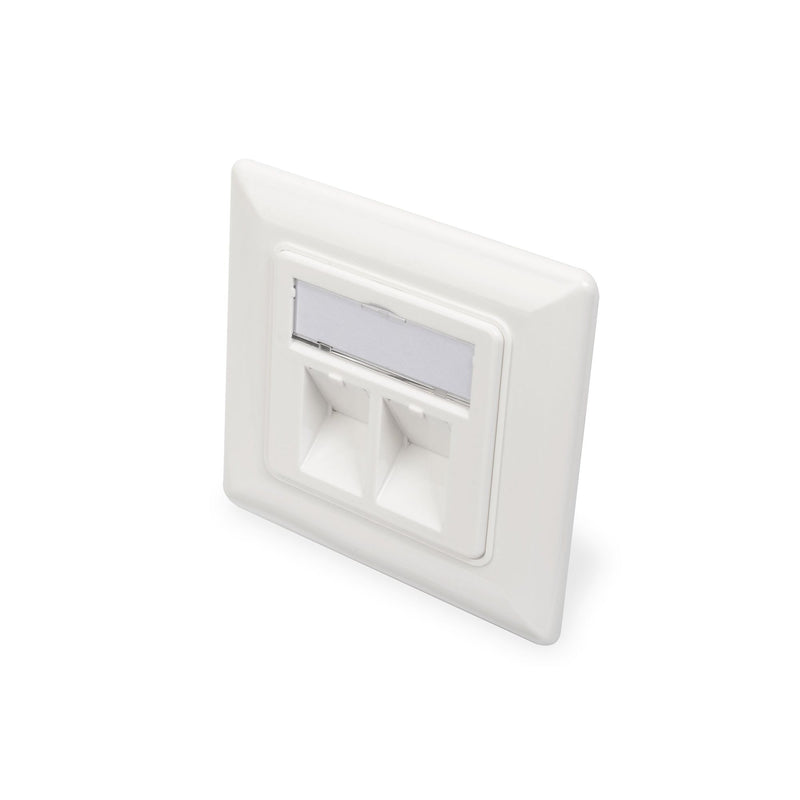DIGITUS - Einsatz/Abdeckung für Kommunikationstechnik Zentralplatte 2-fach DN-93801-1 80x80, RAL9010, RJ45