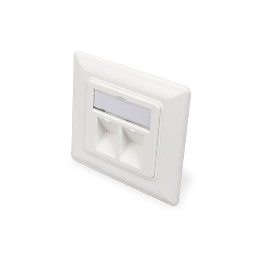 DIGITUS - Einsatz/Abdeckung für Kommunikationstechnik Zentralplatte 2-fach DN-93801-1 80x80, RAL9010, RJ45