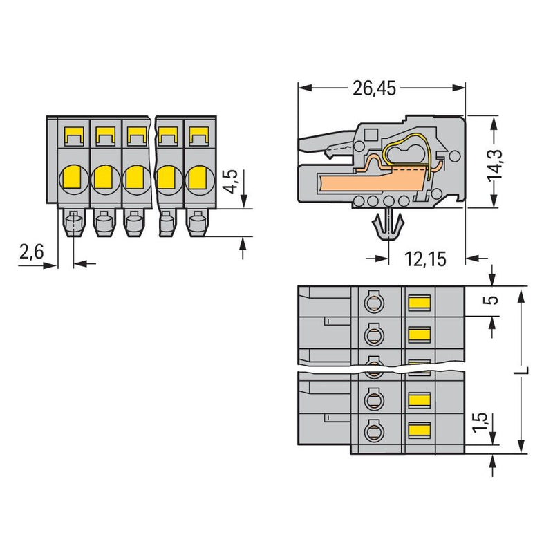 WAGO - Kabelsteckverbinder für Leiterplattensteckverbinder Federleiste 231-103/008-000 3pol., kodierbar − 100 Stück