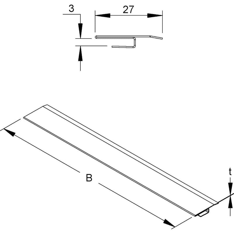 Niedax - Deckel für Kabeltragsystem Deckelstoßleiste Y-Form DSLY 3.0/300 S 25x295mm
