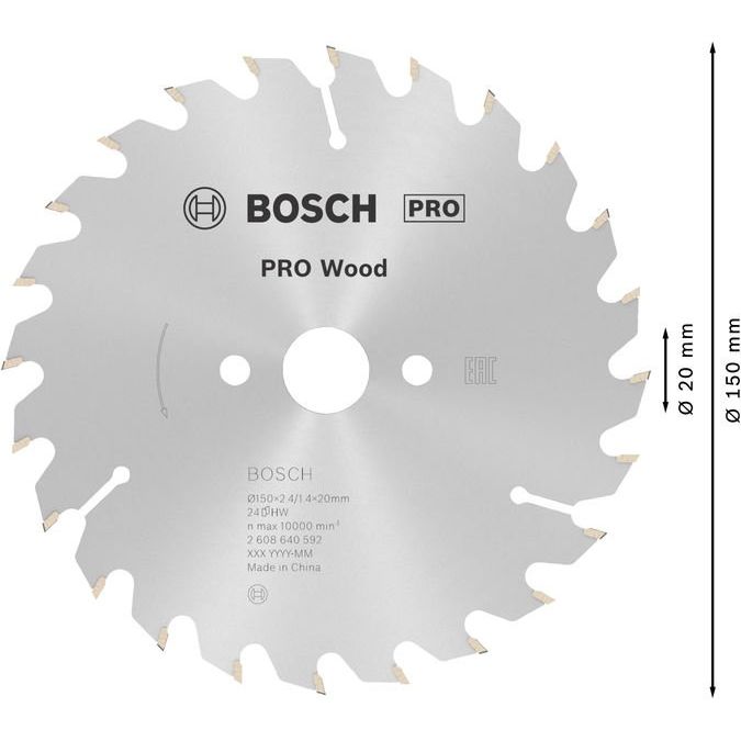 Bosch - Kreissägeblatt PRO Wood Kreissägeblatt, 2608640592 150 x 2,4 x 20 mm