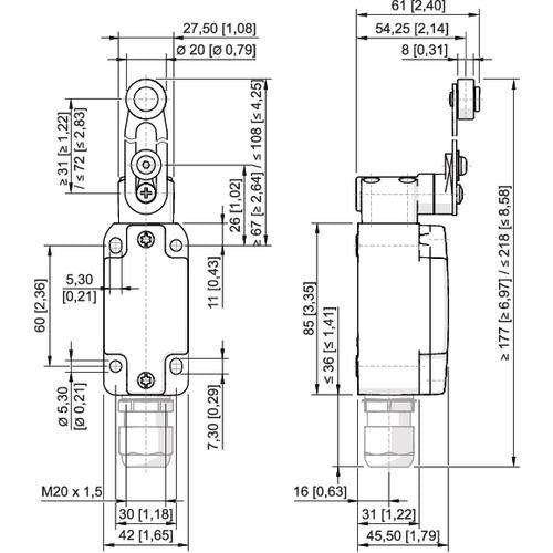 Stahl - Einzelpositionsschalter Positionsschalter 8070/2-2DSU60#275364 Drehhebel einstell. − 1 Stück