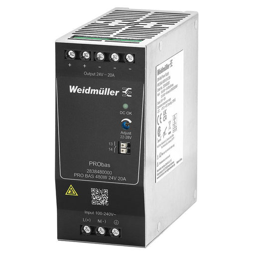 Weidmüller - Gleichstromversorgung Stromversorgung 24V DC PRO BAS 480W 24V 20A 20A, Schraubanschl. − 1 Stück