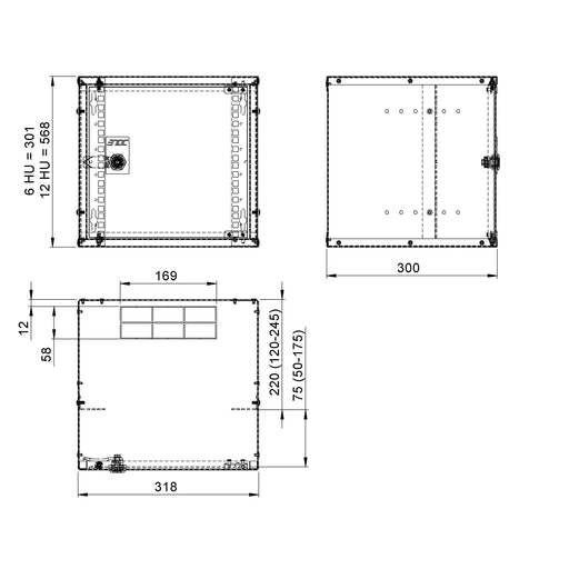 Enoc - Netzwerkgehäuse 10" Schrank W10 6-3-V 6HE, RAL 9003 ws