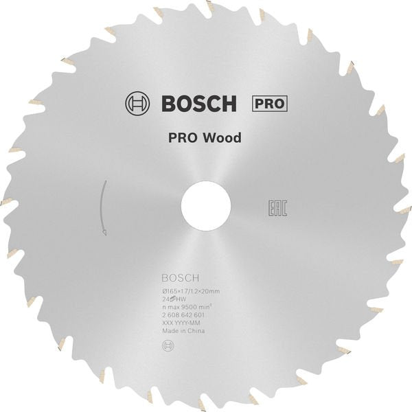 Bosch - Kreissägeblatt PRO Wood Kreissägeblatt, 2608642601 165 x 1,7 x 20 mm