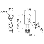 DEHN - Anschlusselement für EuK-Vorrichtung Kugelkopfhaube KKH 20 SK D20mm, starr