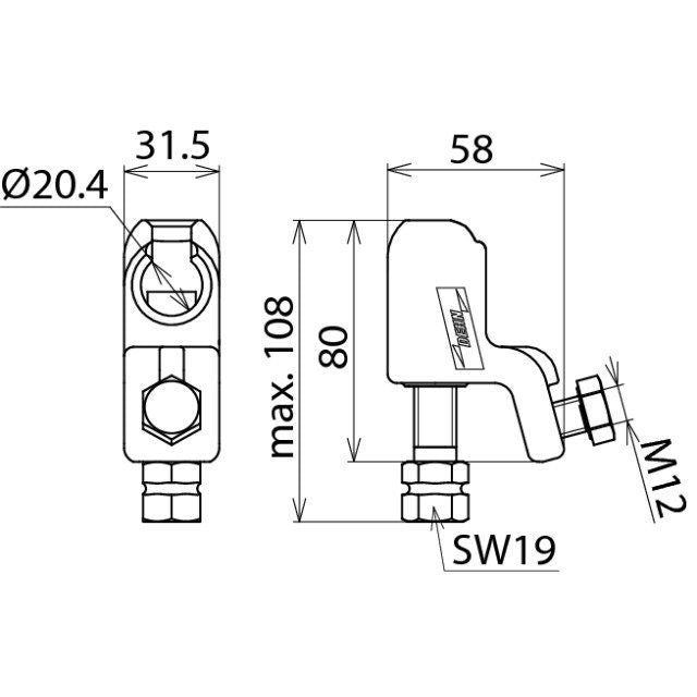 DEHN - Anschlusselement für EuK-Vorrichtung Kugelkopfhaube KKH 20 SK D20mm, starr