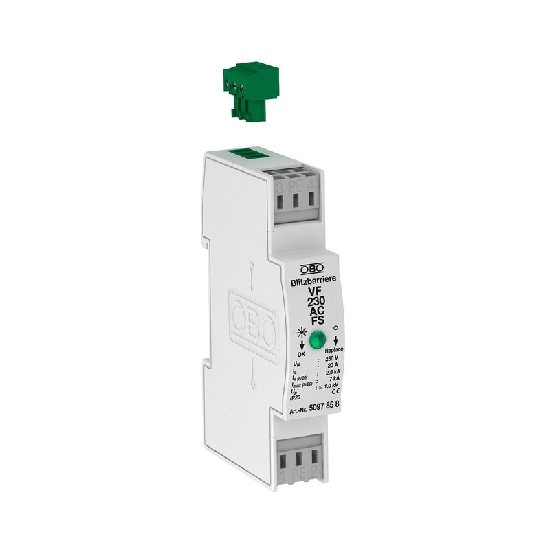 OBO Bettermann - Geräteüberspannungsschutz für Energietechnik/Stromversorgung Blitzbarriere VF230-AC-FS 230V AC