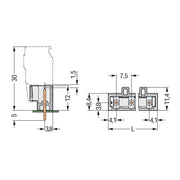 WAGO - Leiterplattensteckverbinder Stiftleiste Lötst. 7,5mm 721-263/001-000 1,2x1,2 Fehlstecker − 100 Stück