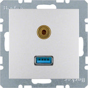Berker - Einsatz/Abdeckung für Kommunikationstechnik Steckdose USB/3,5mm Audio 3315391404 alu matt