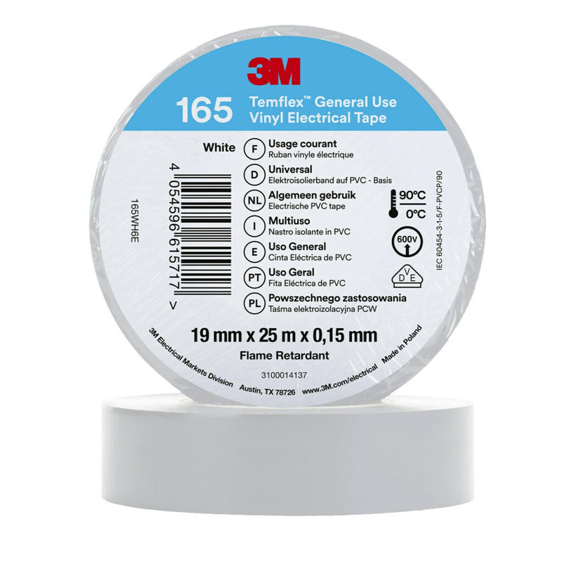 3M - Klebeband PVC Elektro-Isolierband Temflex165 weiß19X25 165WH6E