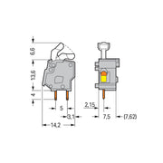 WAGO - Leiterplattenklemme Anreihbare Leiterplattenk. 257-852 Drücker,2,5mm²,dgr − 100 Stück