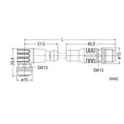 WAGO - Konfektioniertes Sensor-Aktor-Kabel Sensor-/Aktorleitung M12A 756-5403/040-010 Bu.,w.,M12A-St.,ax