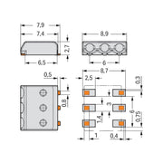 WAGO - Ein- und mehrpolige Klemmenleiste SMD-Leiterplattenklemme 2059-303/998-403 0,5 mm² − 21000 Stück