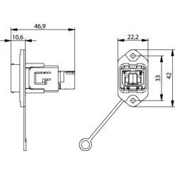 Telegärtner - Modularer Steckverbinder STX V14 RJ45 Norm-Flansch 100007422 RJ45Kupplung Cat.6 M